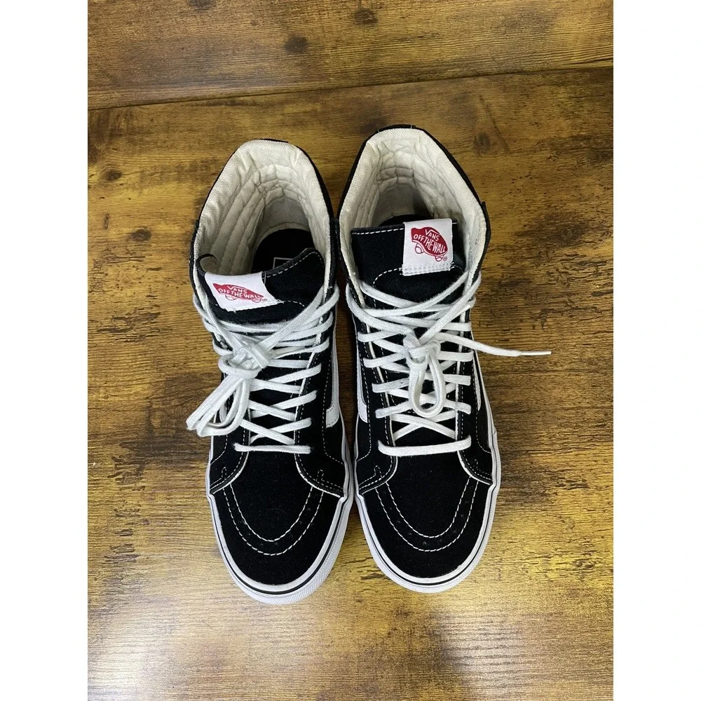 Unisex Sk8-Hi Classic Black White Canvas Skate Shoes Sneakers Size 8 Men-9.5 W - Picture 6 of 9